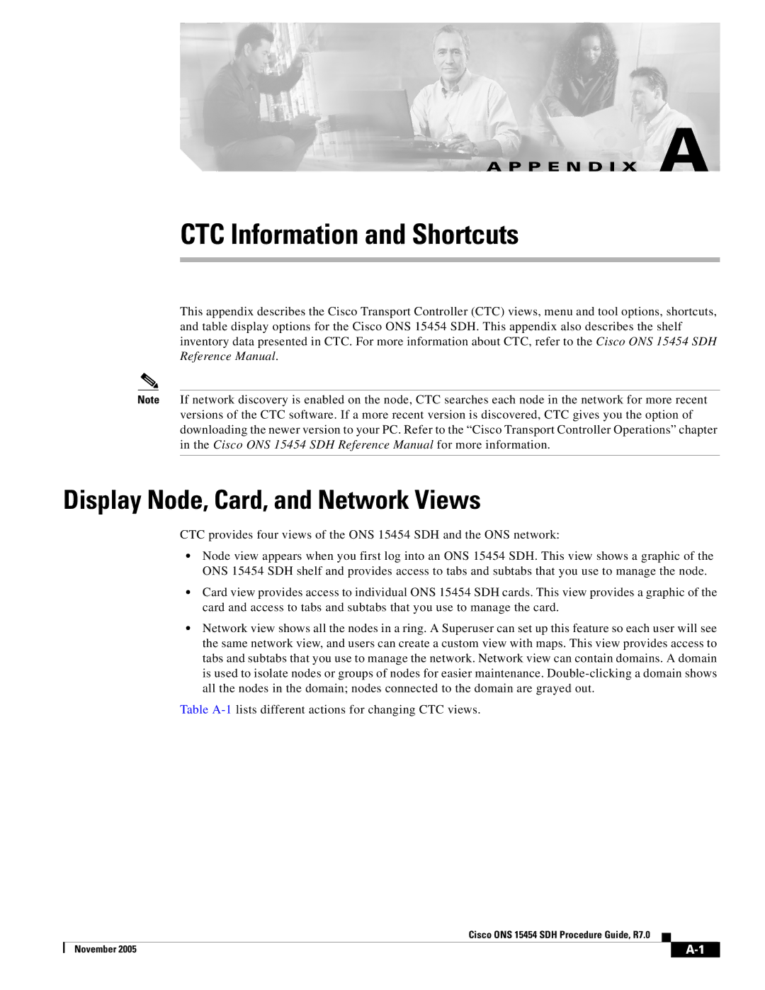 IRiver ONS 15454 SDH appendix CTC Information and Shortcuts, Display Node, Card, and Network Views 