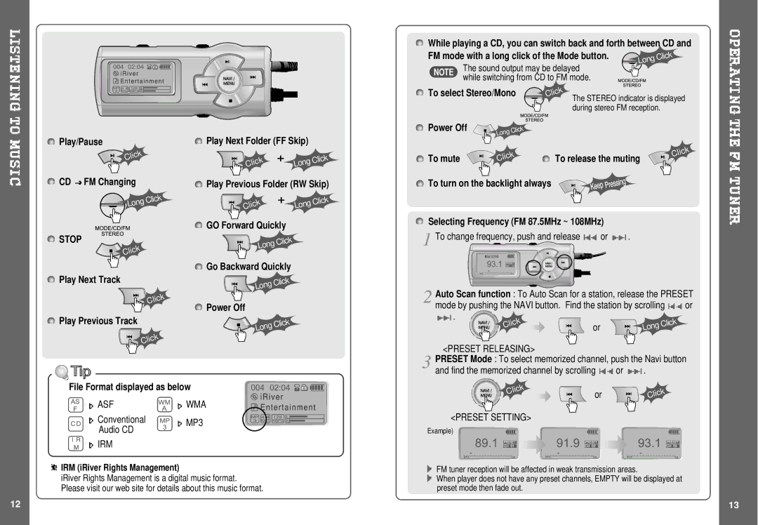 IRiver SlimX 450, iMP-350 user manual Stop 