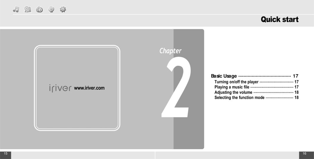 IRiver T10 instruction manual Quick start, Basic Usage 