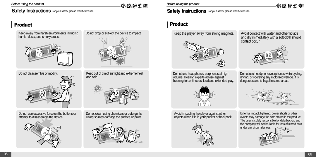 IRiver T20 instruction manual Product, Attempt to disassemble the device 