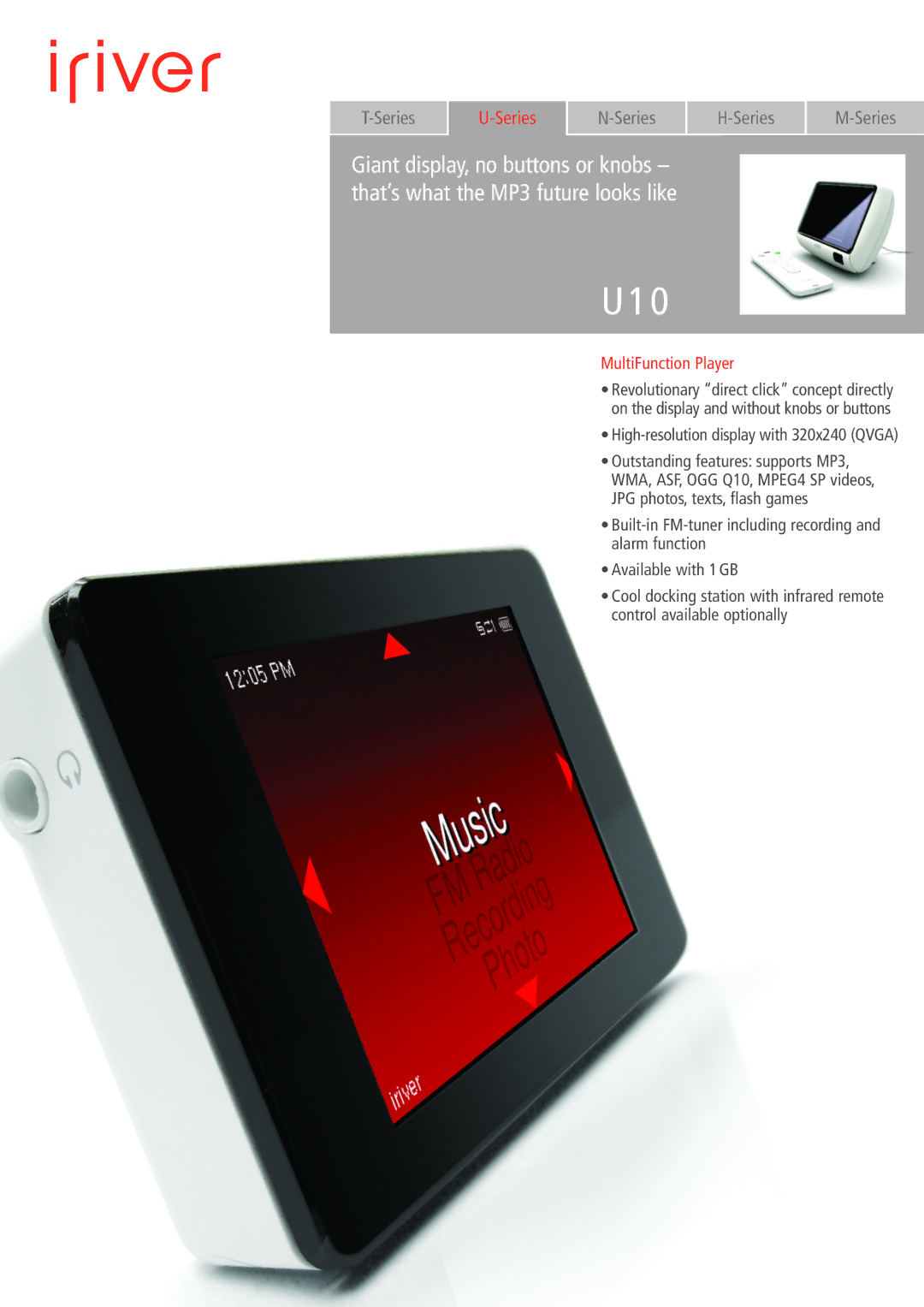 IRiver U10 manual MultiFunction Player 