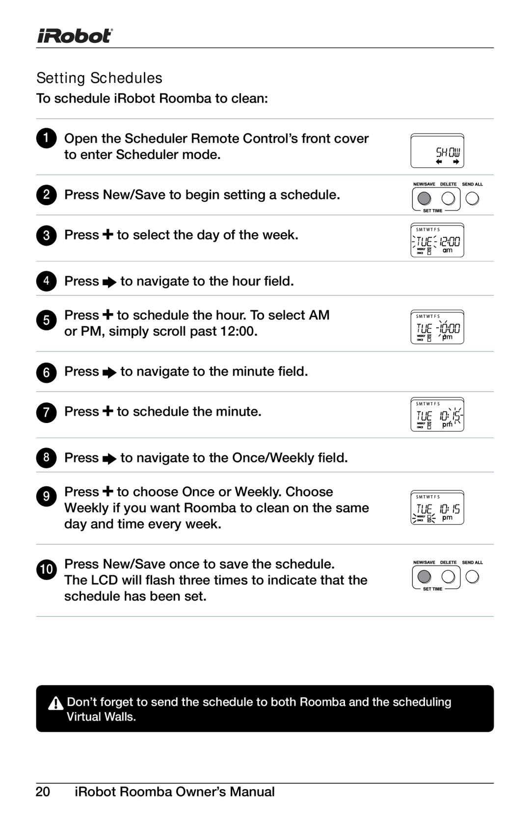 iRobot 400, 4150 owner manual Setting Schedules 