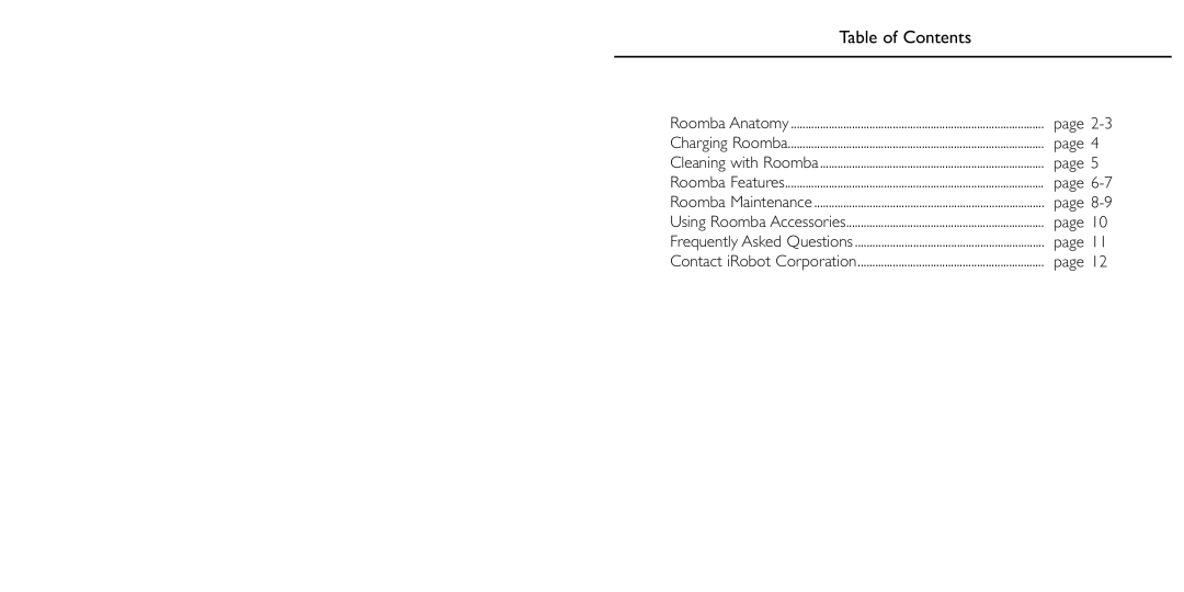 iRobot 4105 manual Table of Contents 