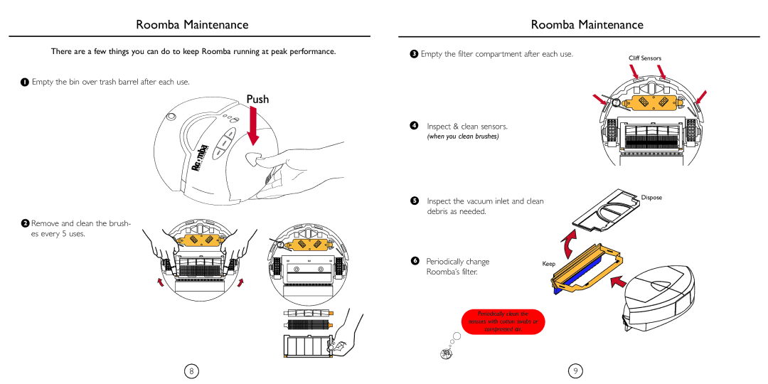 iRobot 4105 manual Roomba Maintenance 