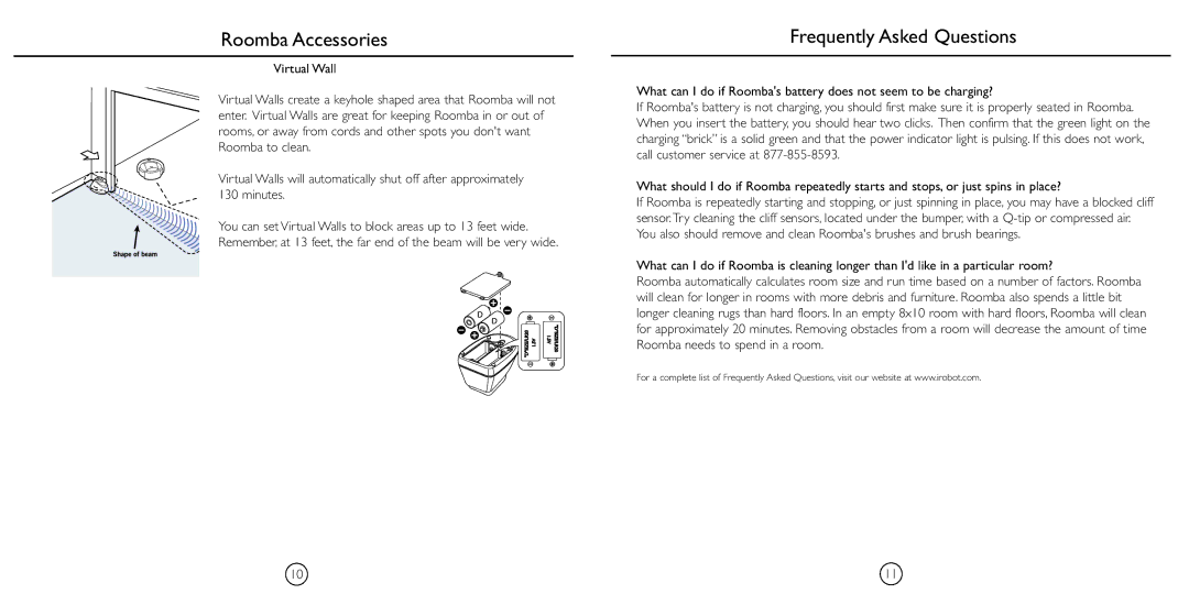 iRobot 4105 manual Roomba Accessories, Frequently Asked Questions 