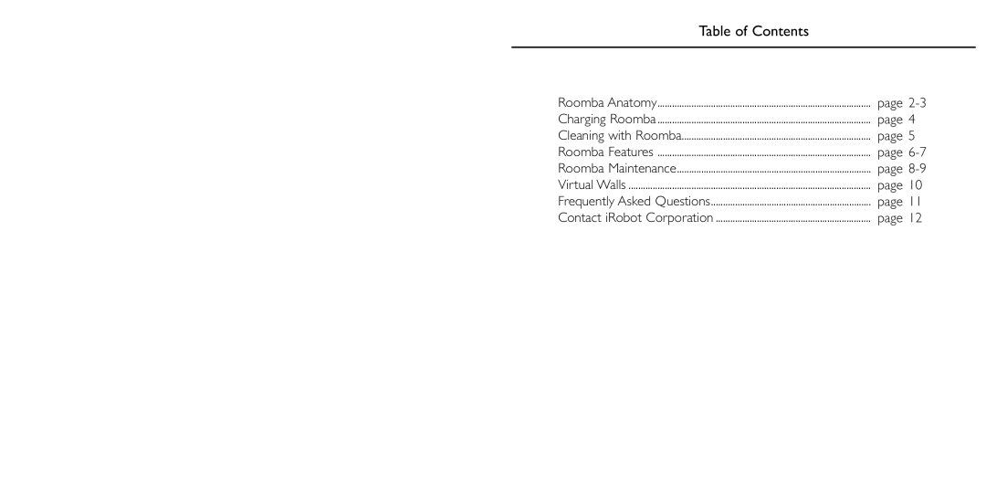 iRobot 4110 manual Table of Contents 