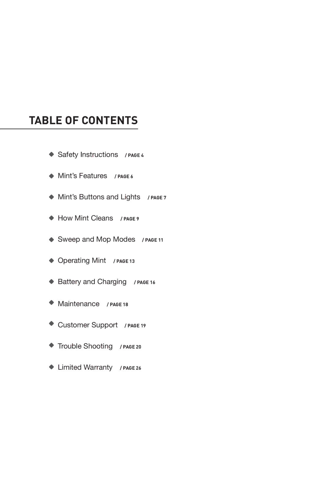 iRobot 4200 manual Table of Contents 