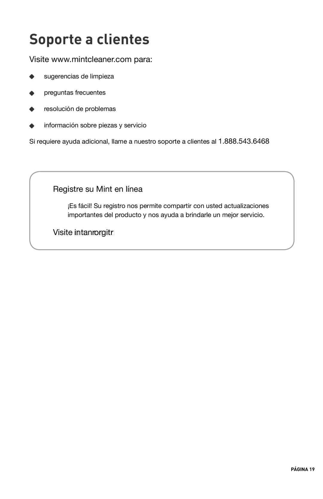 iRobot 4200 manual Soporte a clientes, Registre su Mint en línea 