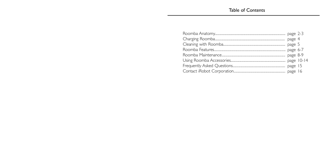 iRobot 4210 manual Table of Contents 