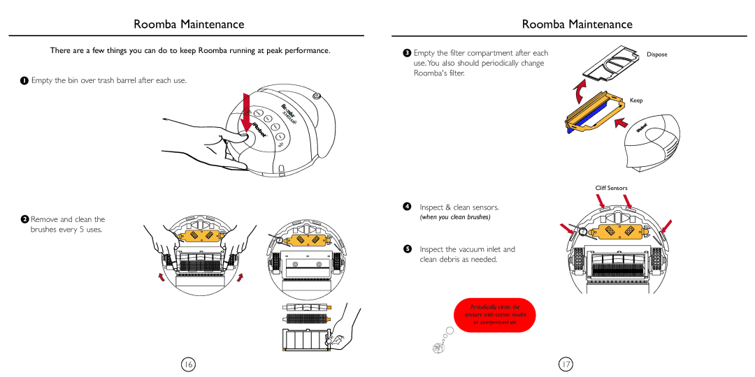 iRobot 4230 manual Roomba Maintenance 