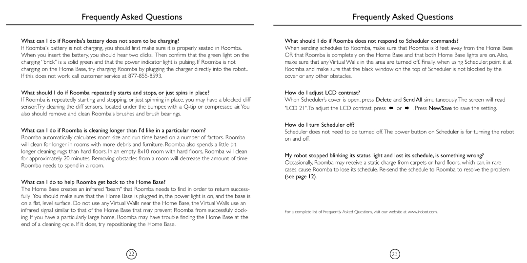 iRobot 4230 manual Frequently Asked Questions 