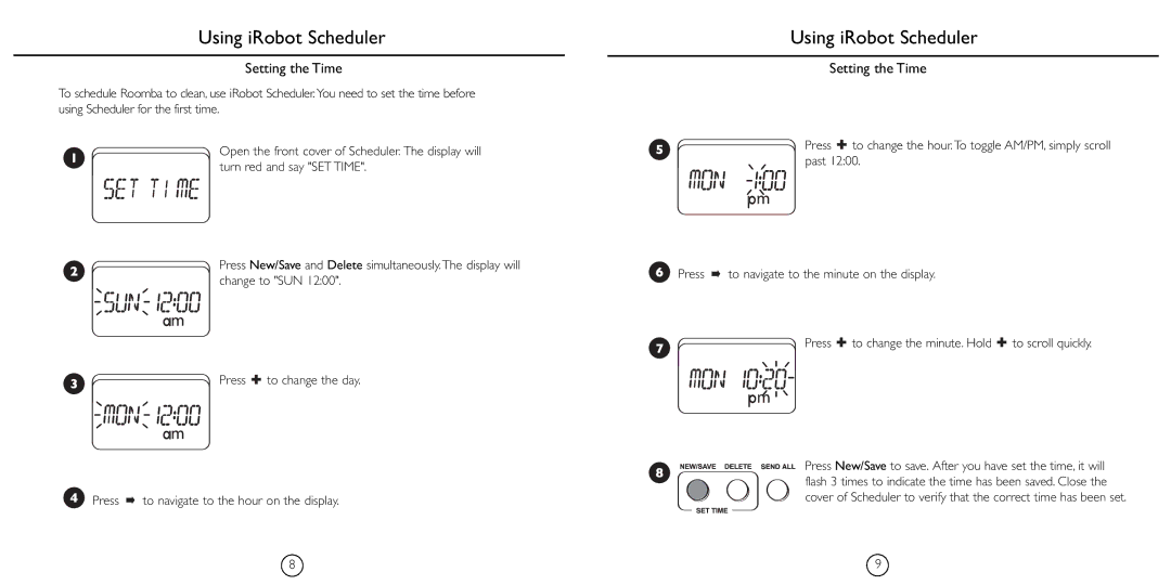 iRobot 4230 manual Using iRobot Scheduler, Setting the Time 