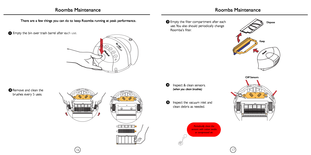 iRobot 4230 manual Roomba Maintenance 