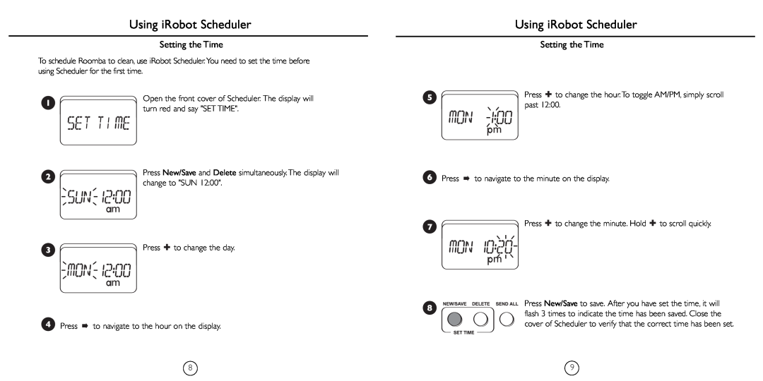 iRobot 4230 manual Using iRobot Scheduler, Setting the Time 