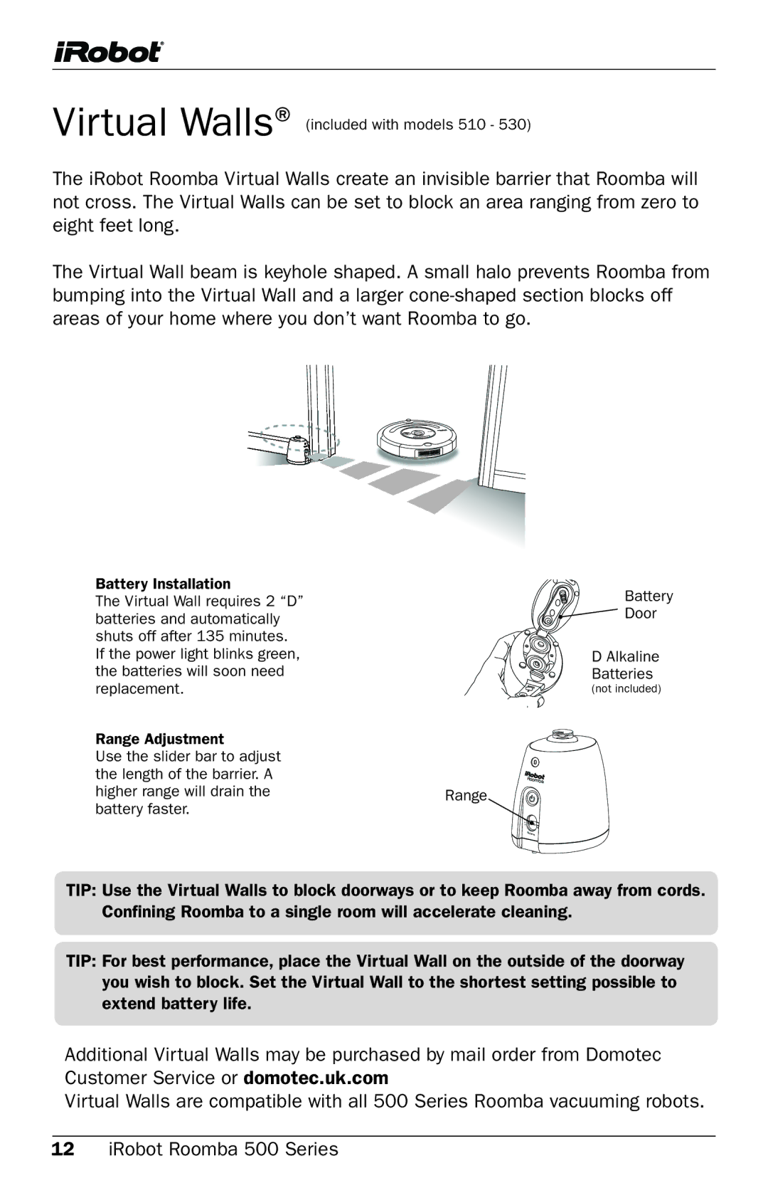 iRobot 500 Series manual Virtual Walls included with models 510 