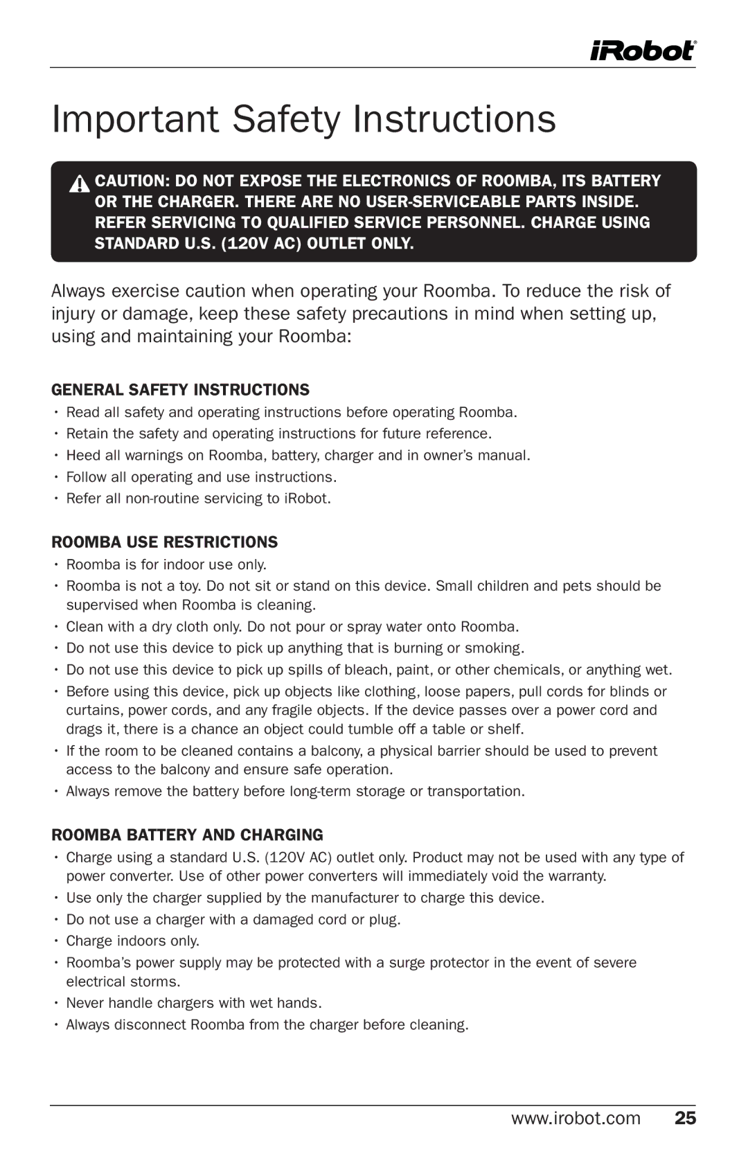 iRobot 500 Series manual Important Safety Instructions, General Safety Instructions 