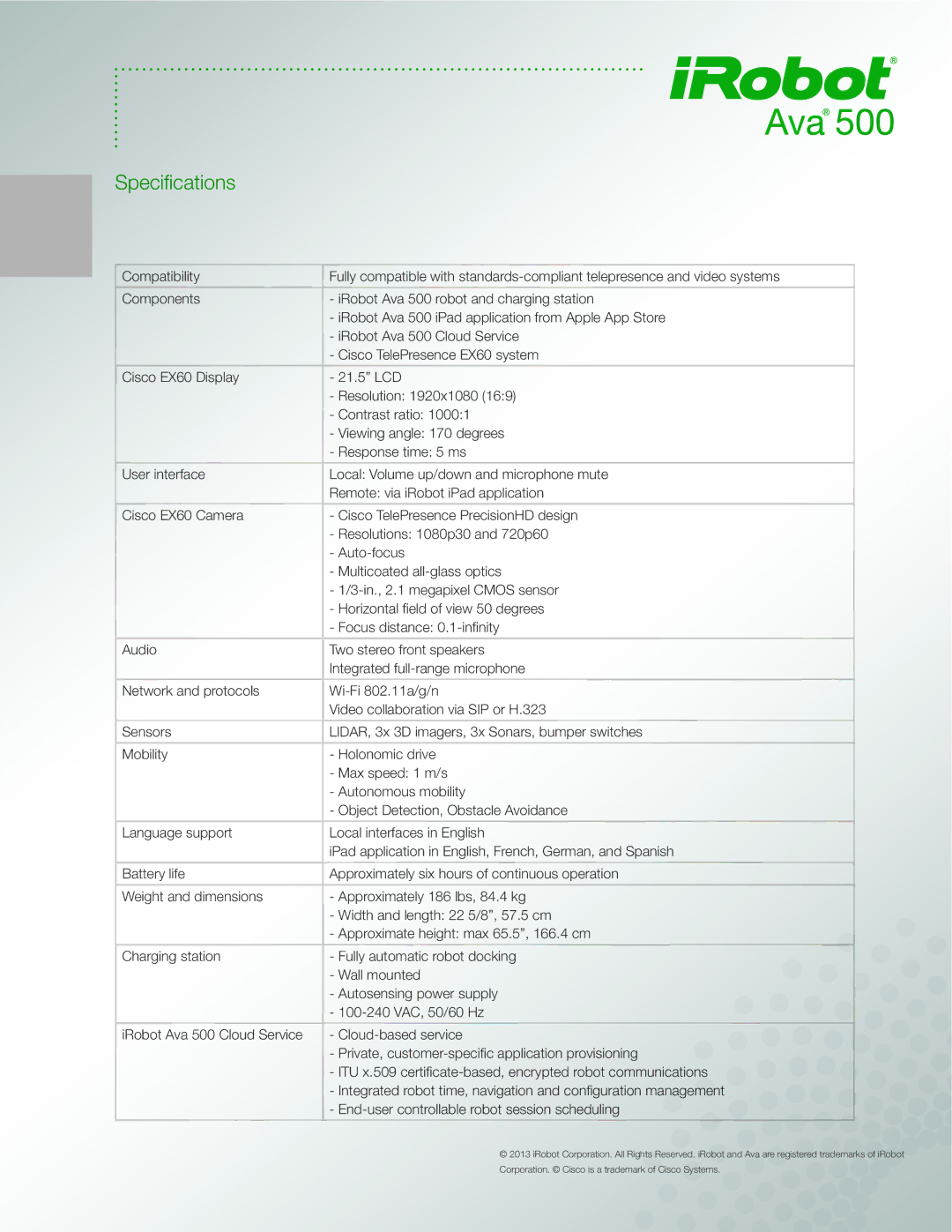 iRobot 500 manual Specifications 