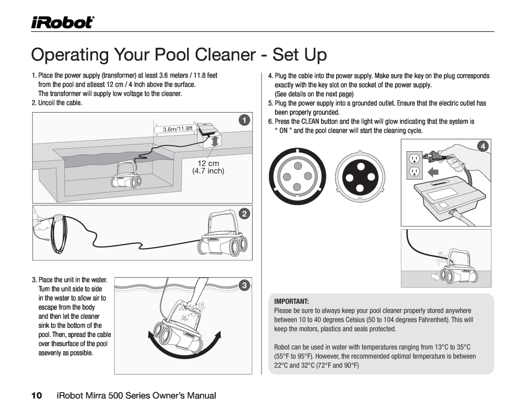iRobot 530 owner manual Operating Your Pool Cleaner - Set Up 