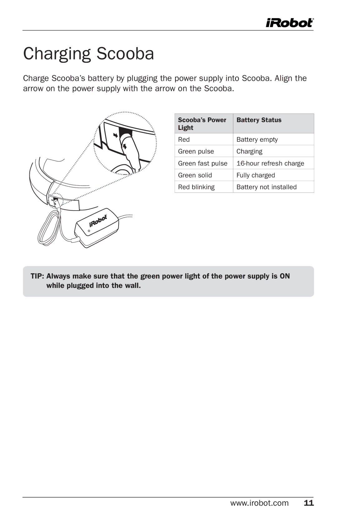 iRobot 5800 owner manual Charging Scooba 