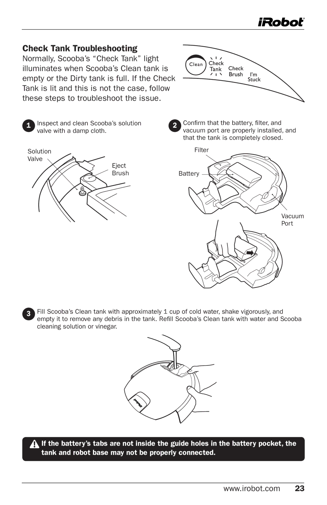 iRobot 5800 owner manual Check Tank Troubleshooting 