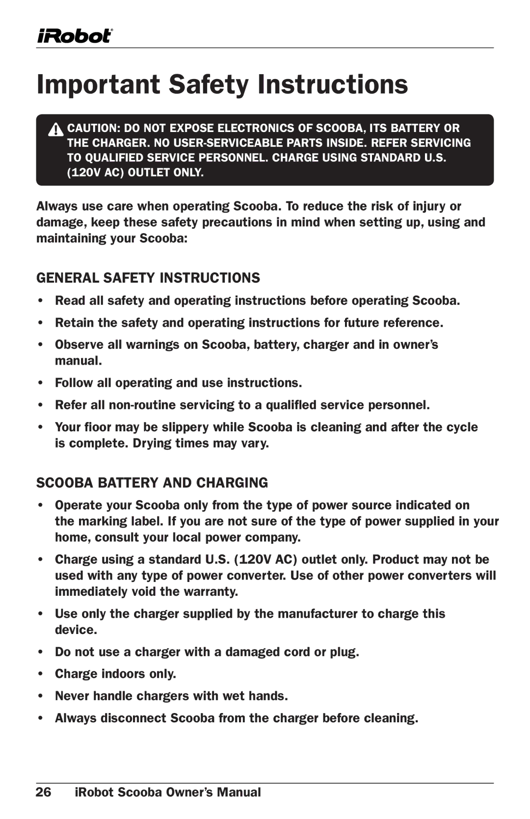 iRobot 5800 owner manual Important Safety Instructions, General Safety Instructions 