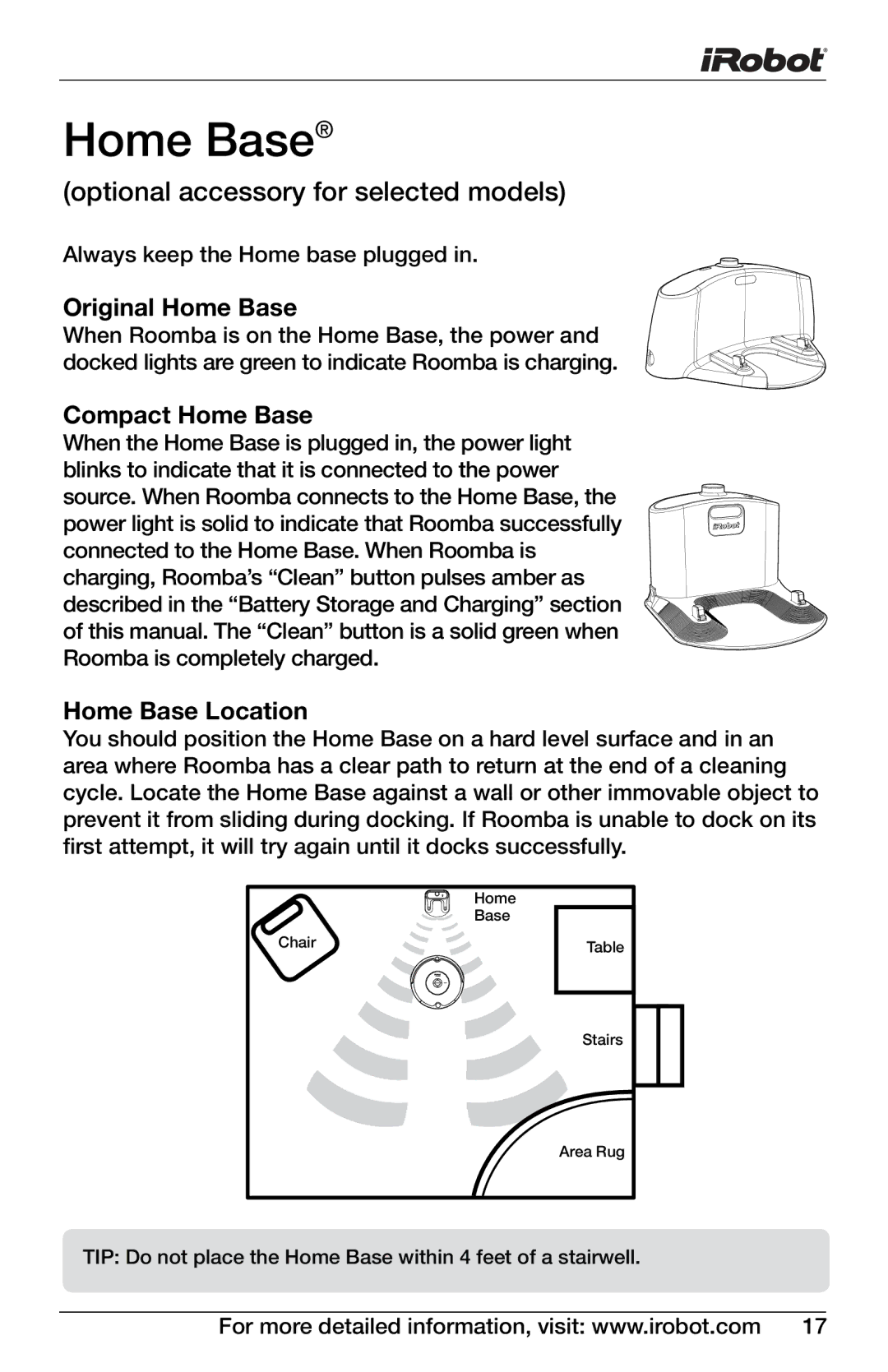 iRobot 561, 611, 571, 560, 540, 563, 565, 536, 530, 580, 510, 511, 570 Original Home Base, Compact Home Base, Home Base Location 