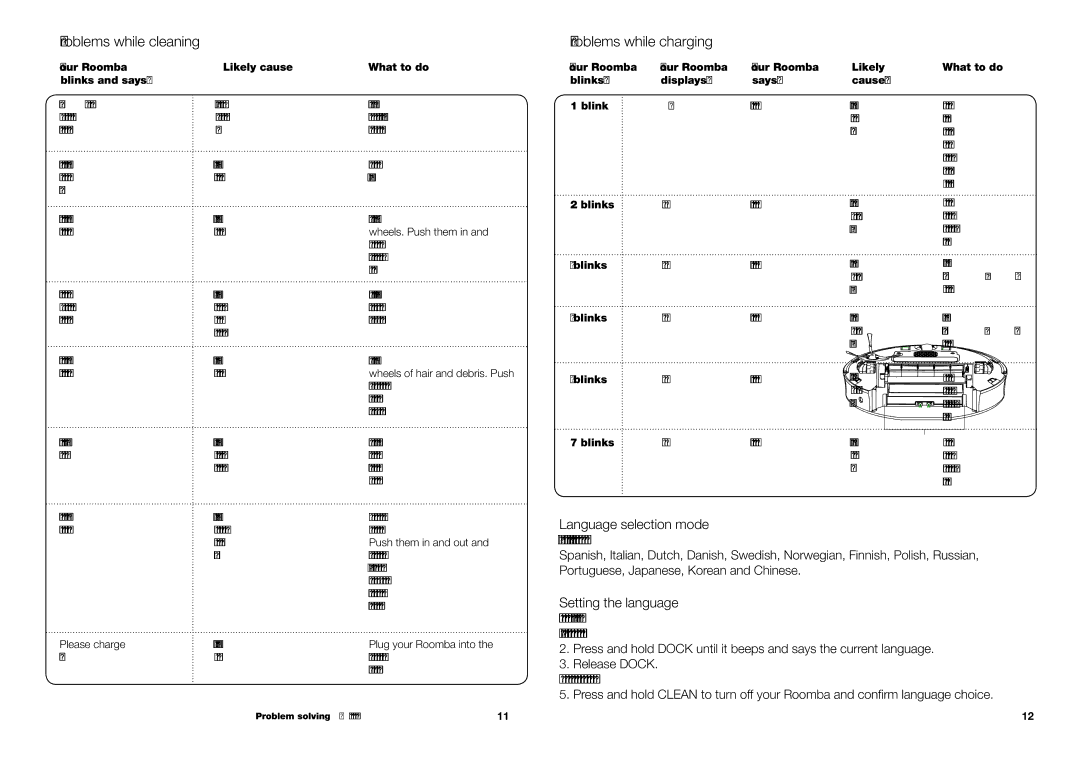 iRobot 74520 owner manual Language selection mode, Setting the language 