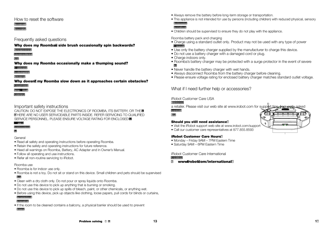 iRobot 74520 owner manual How to reset the software 