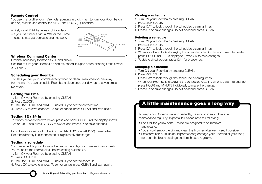 iRobot 78002, 770 owner manual Little maintenance goes a long way 