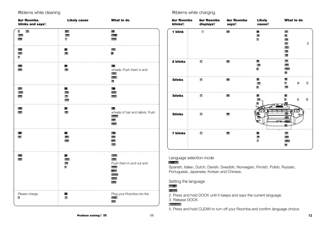 iRobot 78002, 770 owner manual Language selection mode, Setting the language 