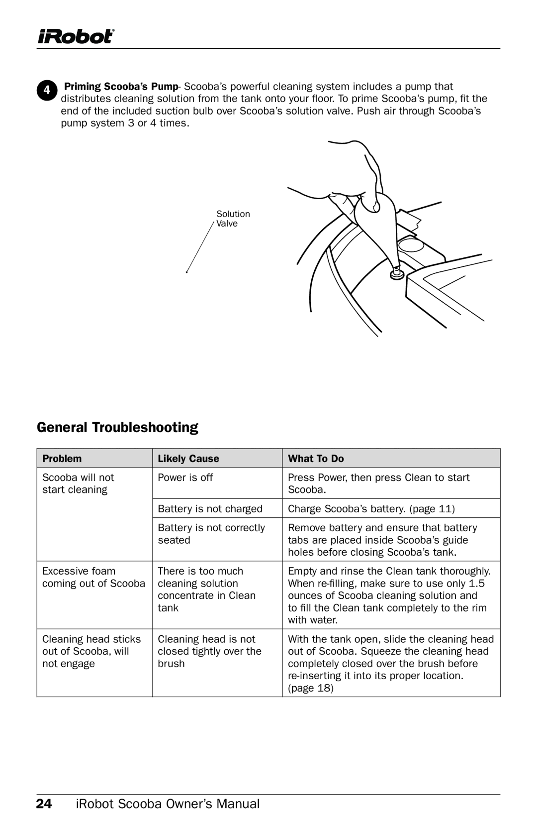 iRobot Cleaning System owner manual General Troubleshooting 