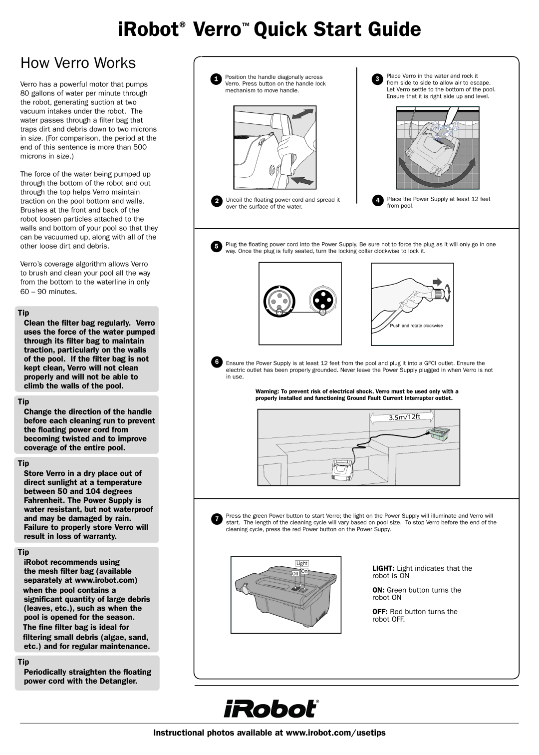 iRobot quick start IRobot Verro Quick Start Guide, How Verro Works 