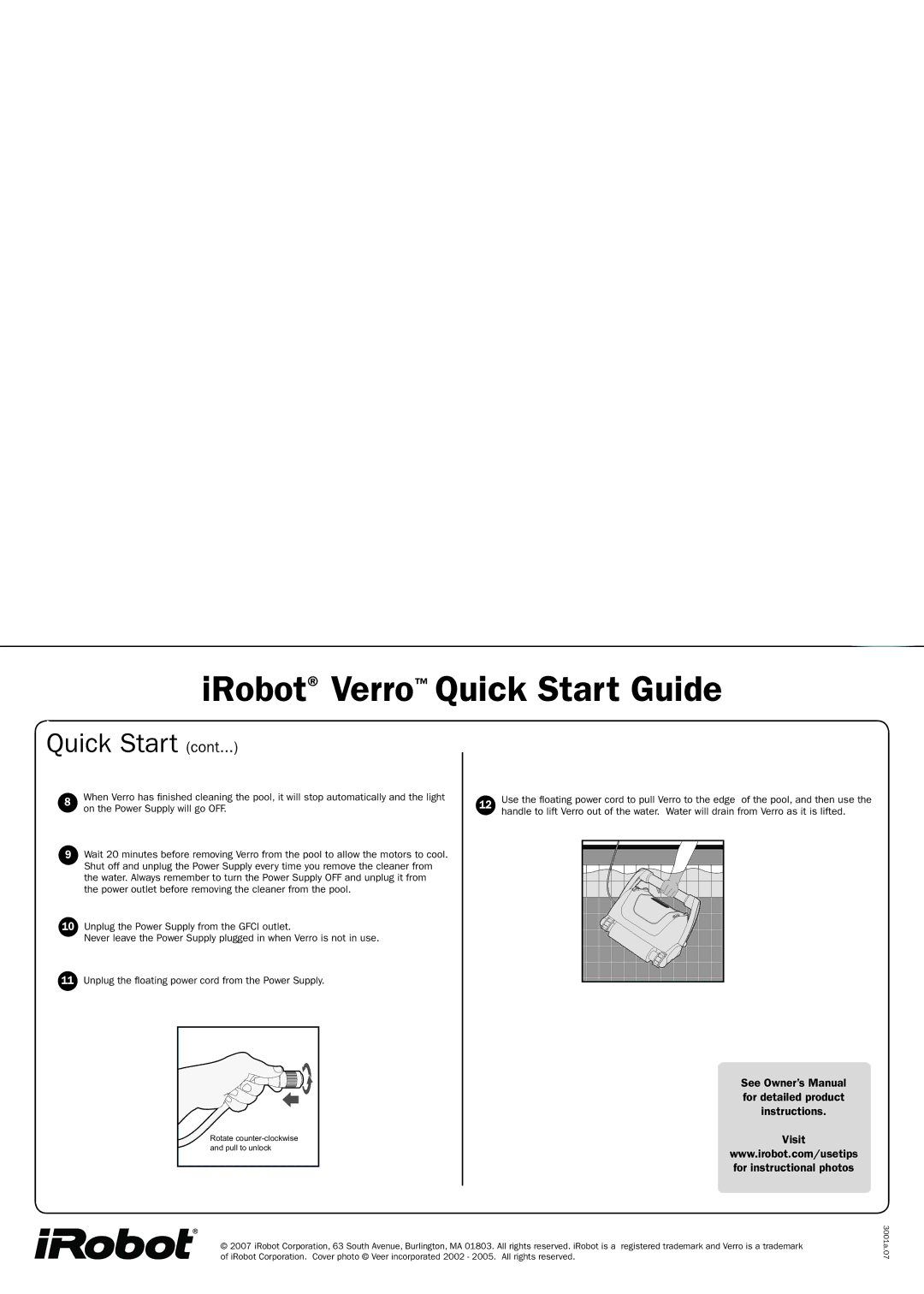 iRobot Verro quick start Quick Start, Visit 