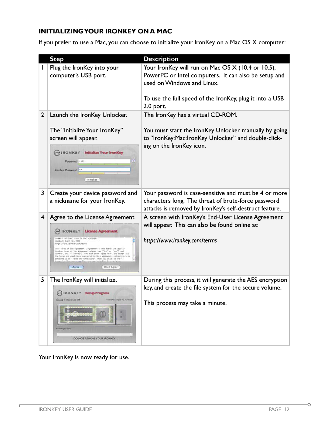 IronKey Personal manual Initializingyour Ironkey On a Mac 