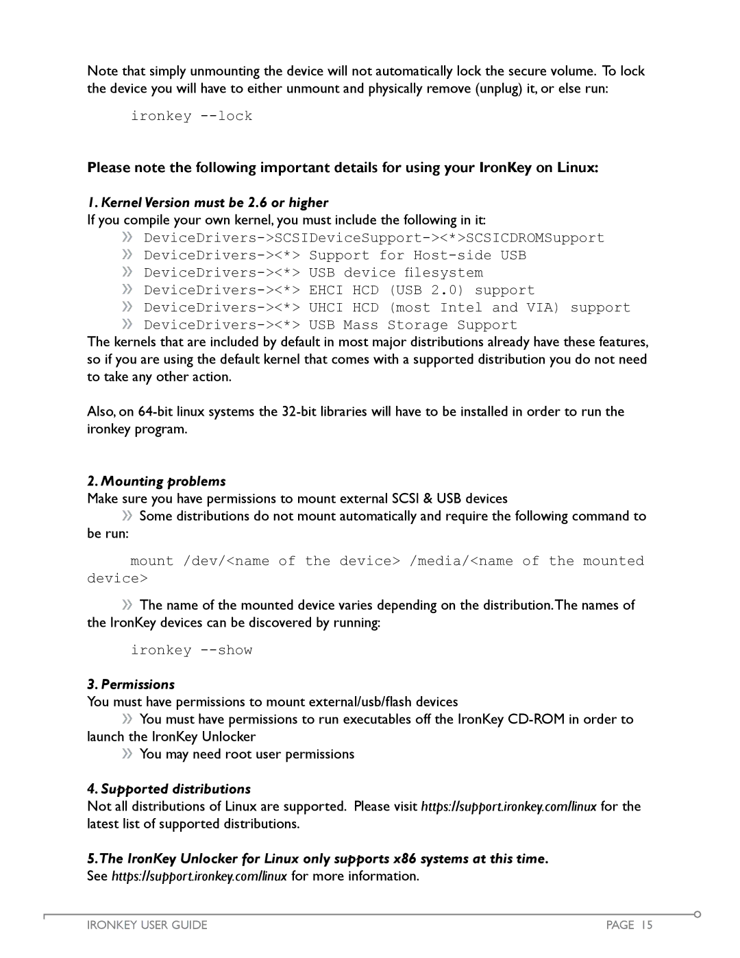 IronKey Personal manual Kernel Version must be 2.6 or higher 