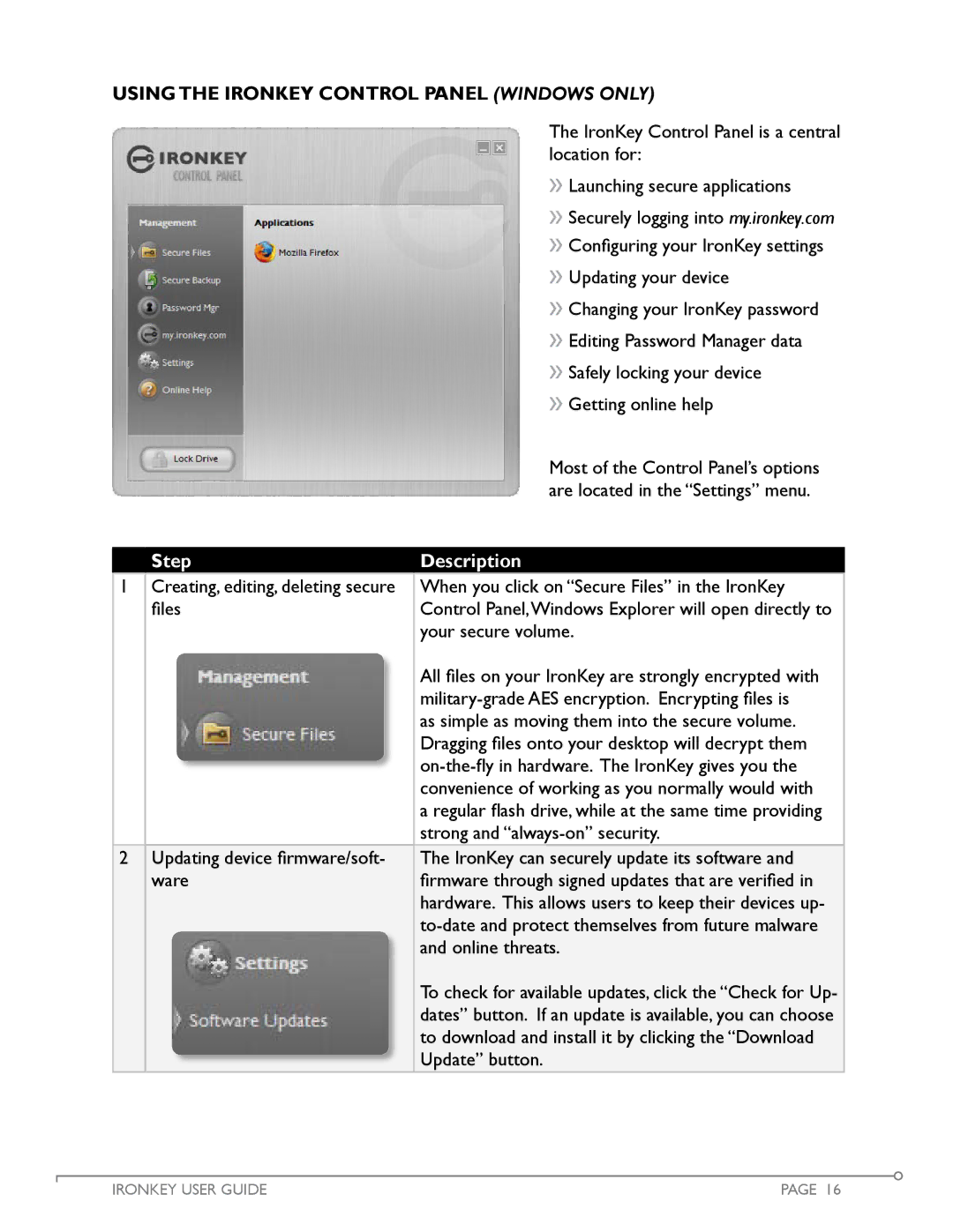 IronKey Personal manual Using the IronKey Control Panel Windows Only 