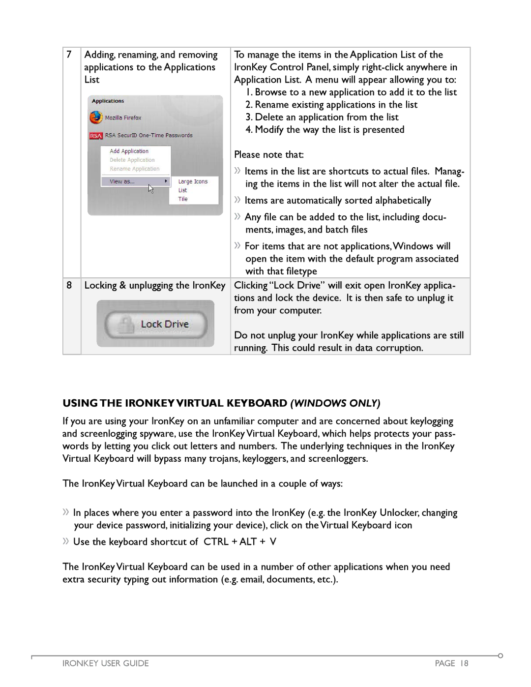 IronKey Personal manual Using The Ironkey Virtual Keyboard Windows Only 