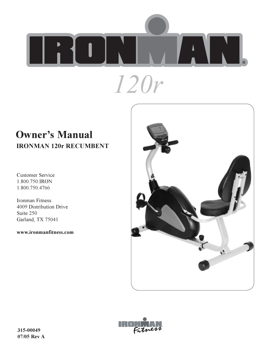 Ironman Fitness 120r owner manual 