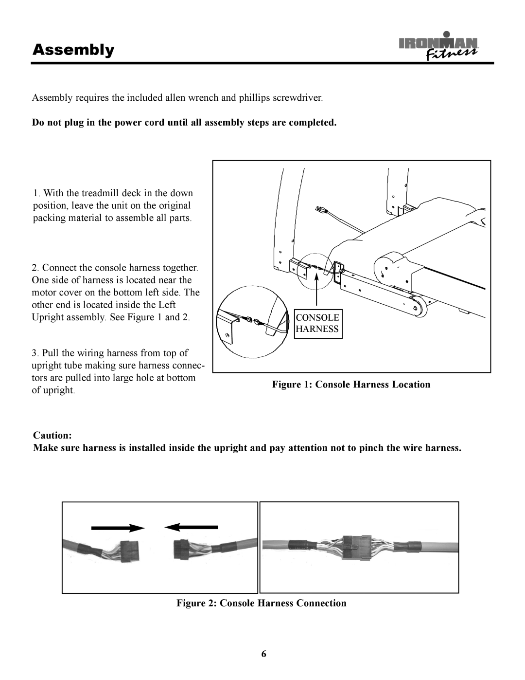 Ironman Fitness 220t owner manual Console Harness Location 