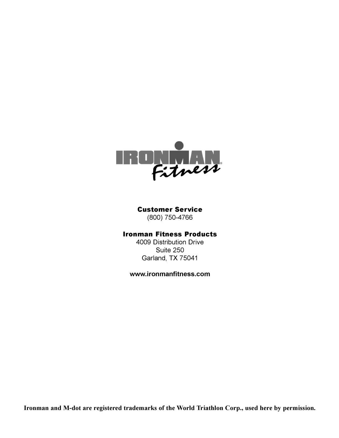 Ironman Fitness 320t owner manual Ironman Fitness Products 