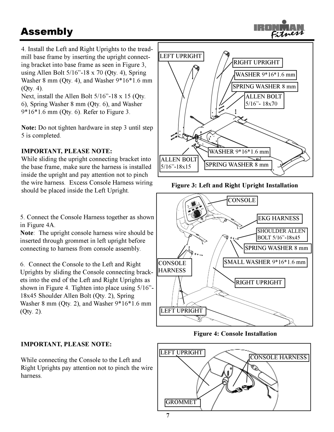 Ironman Fitness 320t owner manual IMPORTANT, Please Note 