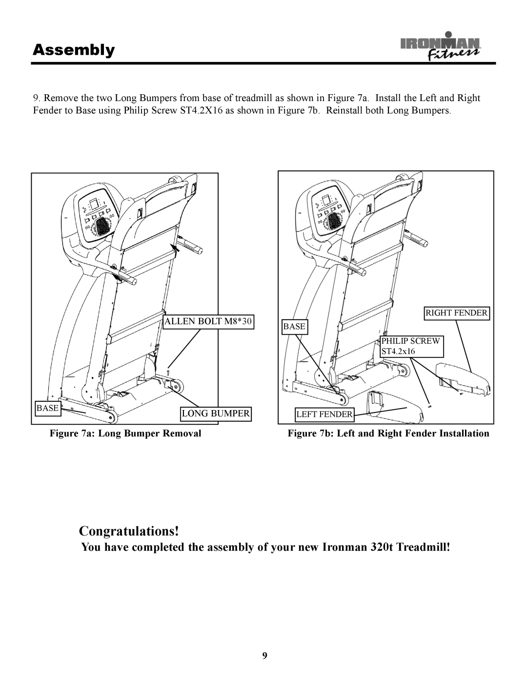 Ironman Fitness 320t owner manual Congratulations 