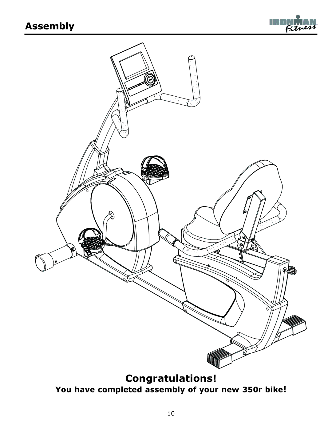 Ironman Fitness 350r owner manual Congratulations 