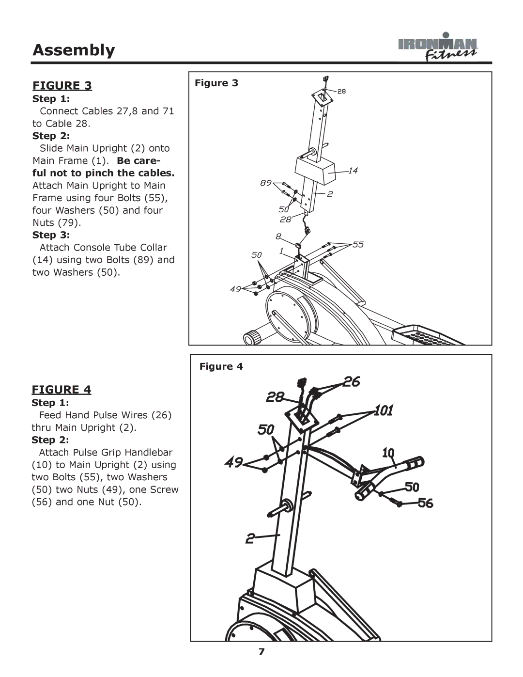 Ironman Fitness 530e owner manual Connect Cables 27,8 and 71 to Cable 