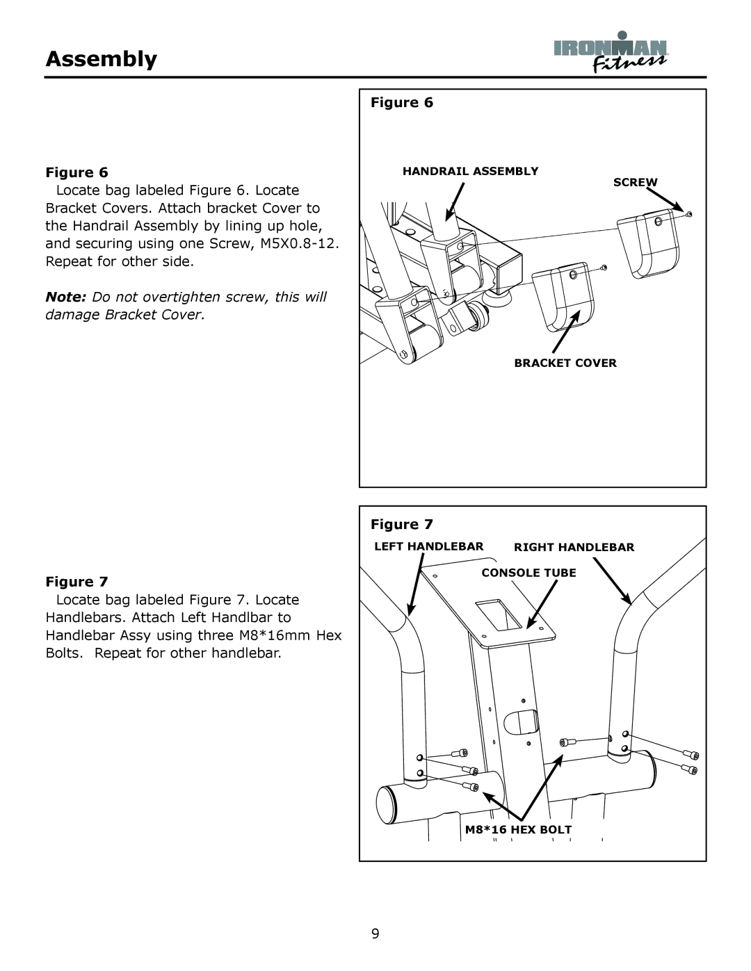 Ironman Fitness Achiever owner manual Bracket Cover 