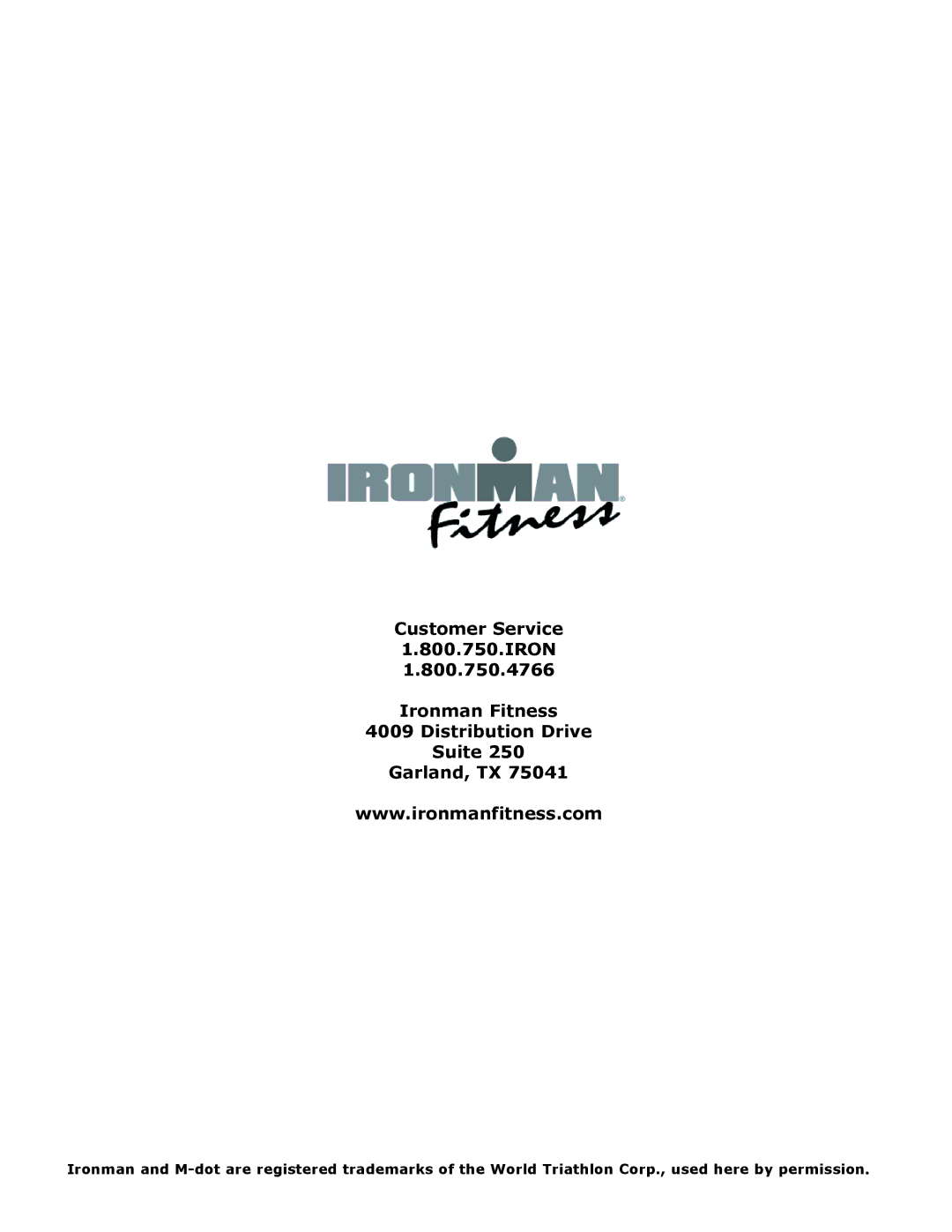 Ironman Fitness Aeros owner manual 