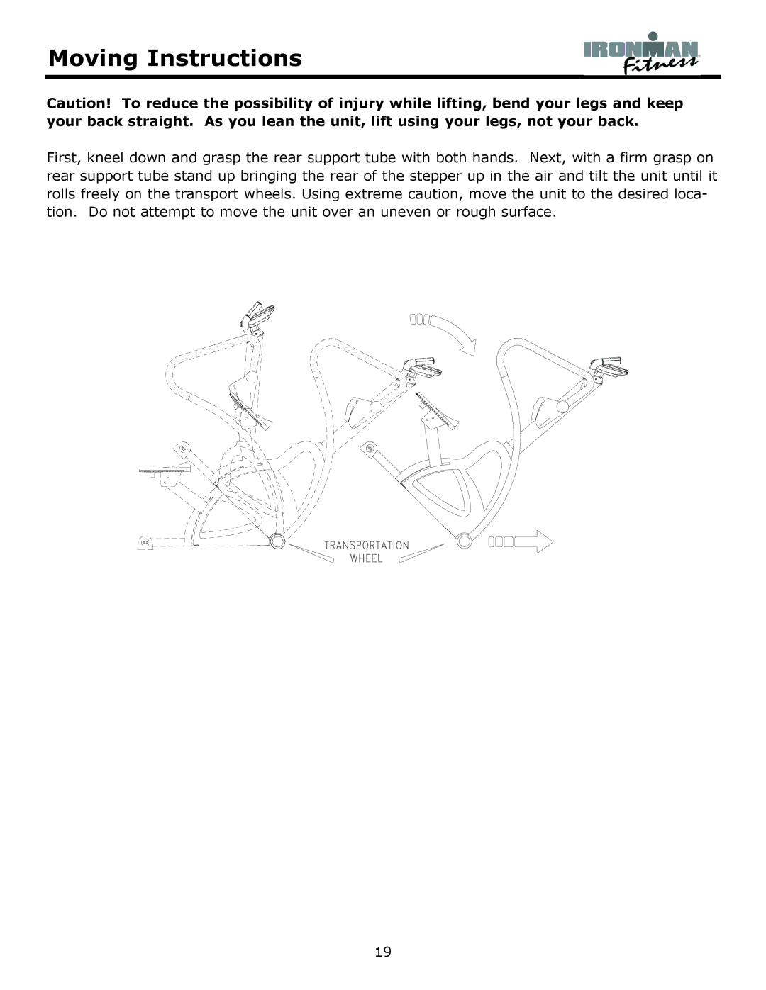 Ironman Fitness Alpine owner manual Moving Instructions 