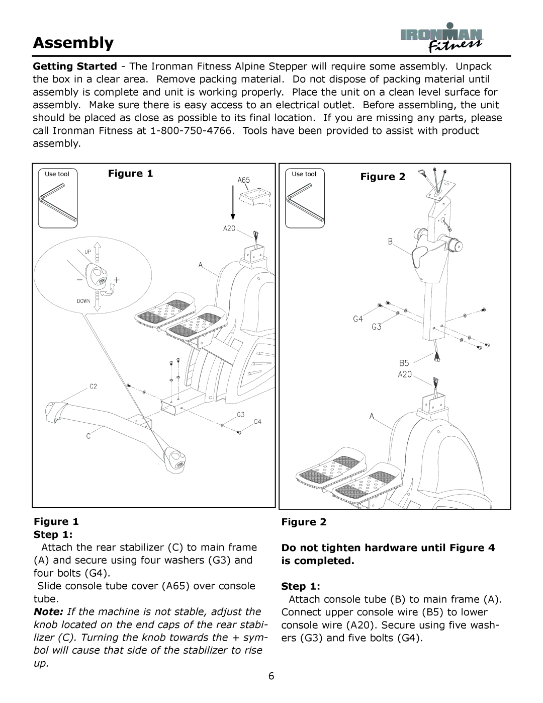 Ironman Fitness Alpine owner manual Assembly, Step 