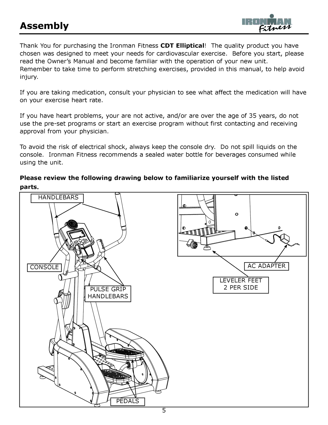 Ironman Fitness CDT owner manual Assembly 