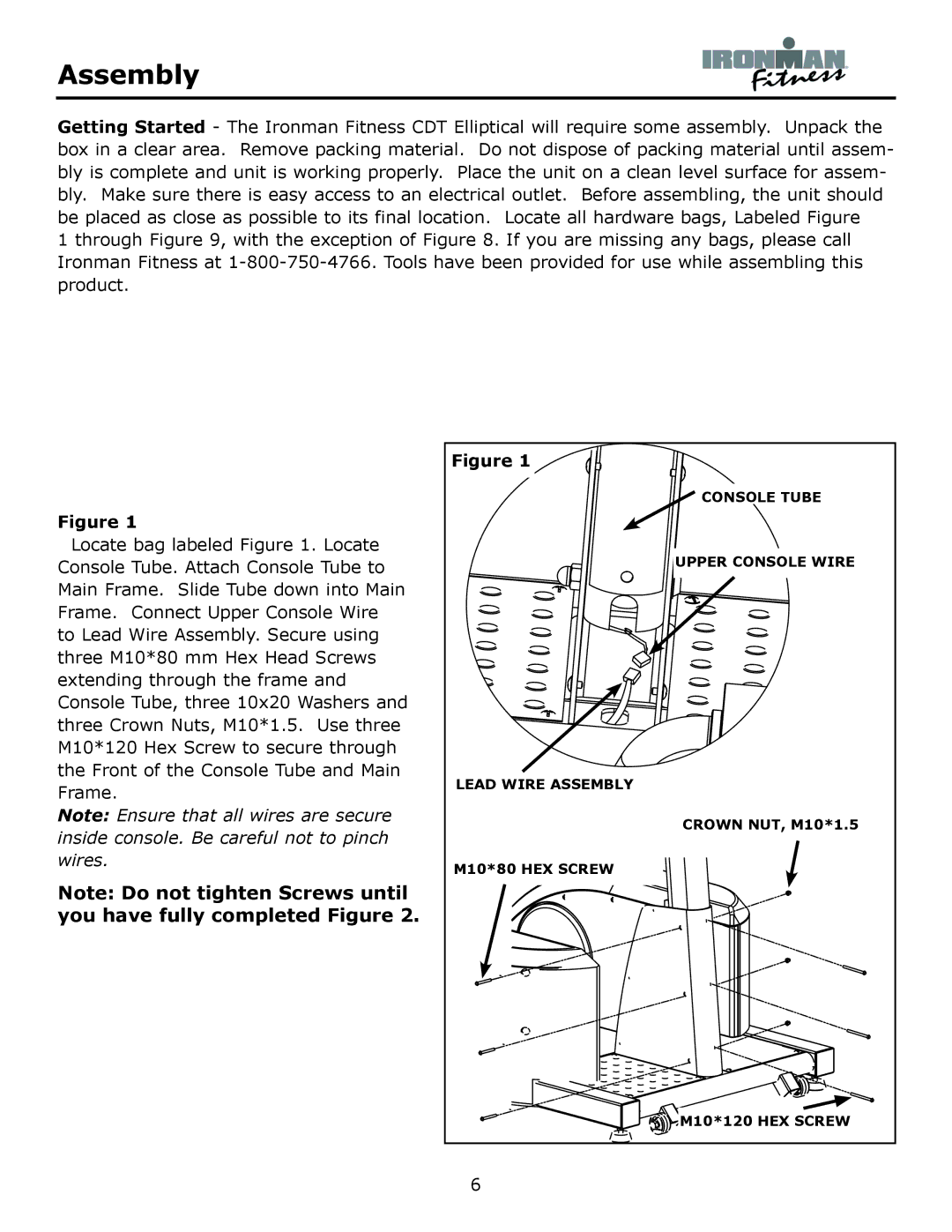 Ironman Fitness CDT owner manual Console Tube 